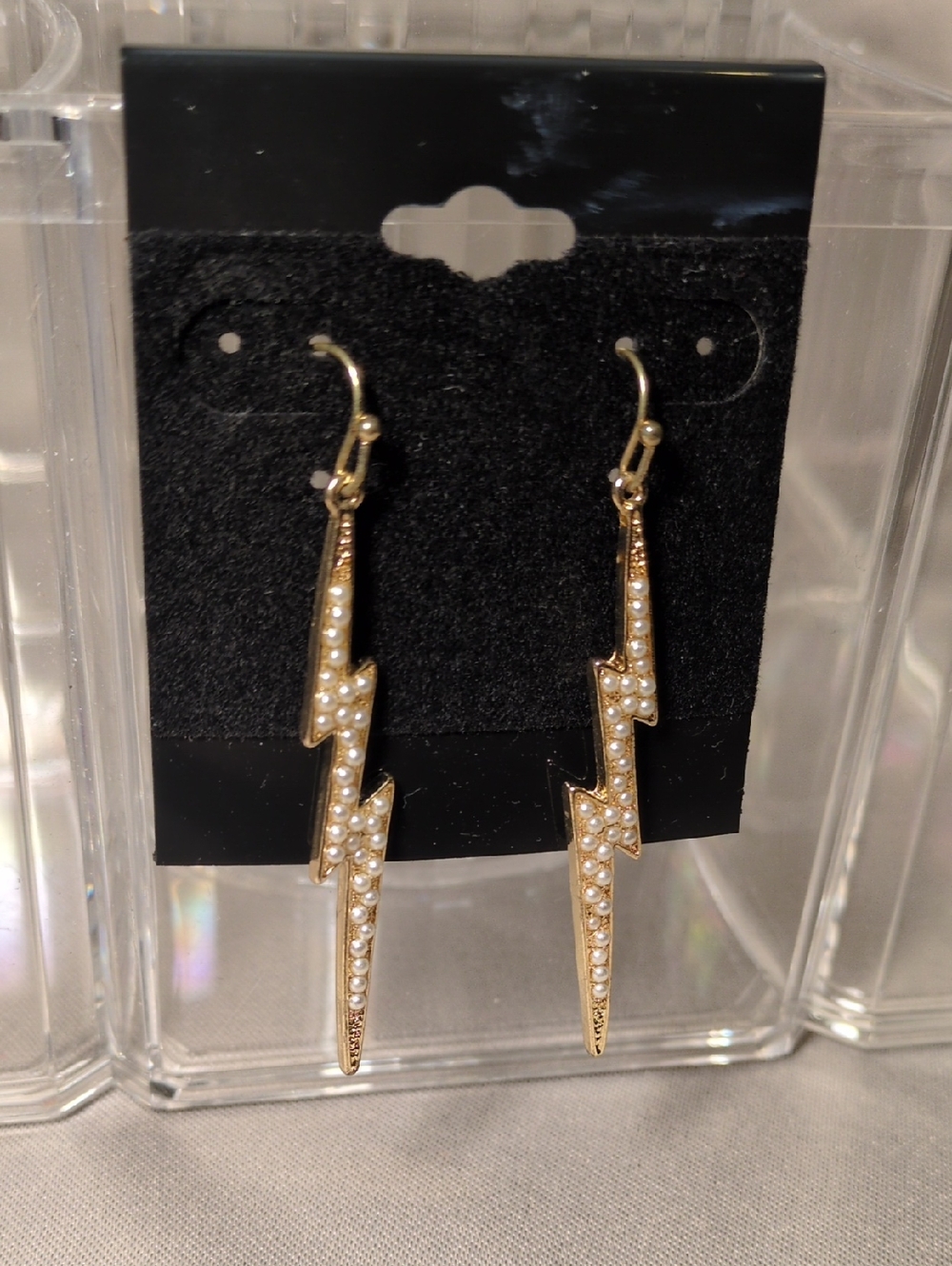 Idyllwilde Gold Lightning Bolt Drop Earrings with Pearl Accents - Women Jewelry